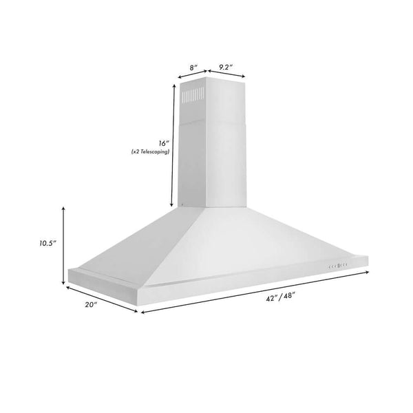 ZLINE 48 in. Convertible Vent Wall Mount Range Hood in Stainless Steel, Handle Open Box-Good Condition