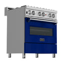 ZLINE 30 in. 4.0 cu. ft. Dual Fuel Range with Gas Stove and Electric Oven in All Fingerprint Resistant Stainless Steel with Blue Gloss Door (RAS-BG-30)-Ranges-RAS-BG-30 ZLINE Kitchen and Bath