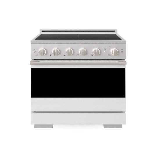 ZLINE 36 in. 5.2 cu. ft. Marino Induction Range with 5 Element Cooktop and Electric Convection Oven in Stainless Steel with White Matte Door (MINR-WM-36)
