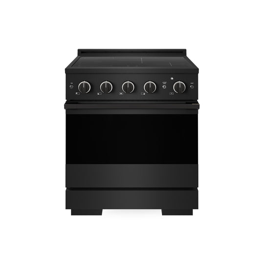ZLINE 30 in. 4.2 cu. ft. Marino Induction Range with 4 Element Cooktop and Electric Convection Oven in Black Stainless Steel (MINRB-30)