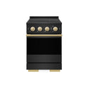 ZLINE Autograph Edition 24 in. 3.2 cu. ft. Marino Induction Range with 3 Element Cooktop and Electric Convection Oven in Black Stainless Steel with Polished Gold Accents (MINRBZ-24-G)