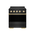 ZLINE Autograph Edition 30 in. 4.2 cu. ft. Marino Induction Range with 4 Element Cooktop and Electric Convection Oven in Black Stainless Steel with Polished Gold Accents (MINRBZ-30-G)