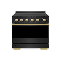 ZLINE Autograph Edition 36 in. 5.2 cu. ft. Marino Induction Range with 5 Element Cooktop and Electric Convection Oven in Black Stainless Steel with Polished Gold Accents (MINRBZ-36-G)