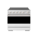 ZLINE 36 in. 5.2 cu. ft. Marino Induction Range with 5 Element Cooktop and Electric Convection Oven in Satin Stainless Steel with White Matte Door (MINRS-WM-36)