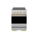 ZLINE Autograph Edition 24 in. 3.2 cu. ft. Marino Induction Range with 3 Element Cooktop and Electric Convection Oven in Satin Stainless Steel with Polished Gold Accents (MINRSZ-24-G)