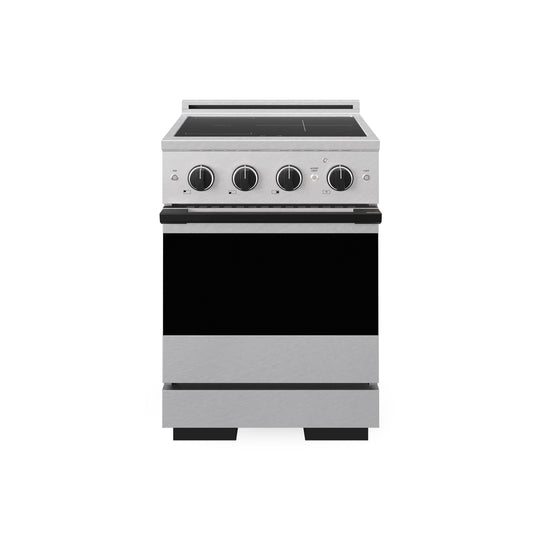 ZLINE Autograph Edition 24 in. 3.2 cu. ft. Marino Induction Range with 3 Element Cooktop and Electric Convection Oven in Satin Stainless Steel with Matte Black Accents (MINRSZ-24-MB)