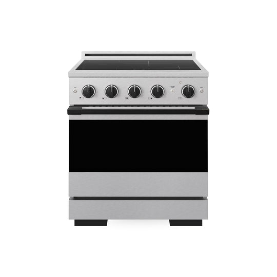 ZLINE Autograph Edition 30 in. 4.2 cu. ft. Marino Induction Range with 4 Element Cooktop and Electric Convection Oven in Satin Stainless Steel with Matte Black Accents (MINRSZ-30-MB)