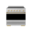 ZLINE Autograph Edition 36 in. 5.2 cu. ft. Marino Induction Range with 5 Element Cooktop and Electric Convection Oven in Satin Stainless Steel with Polished Gold Accents (MINRSZ-36-G)