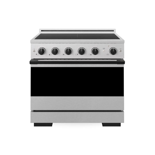 ZLINE Autograph Edition 36 in. 5.2 cu. ft. Marino Induction Range with 5 Element Cooktop and Electric Convection Oven in Satin Stainless Steel with Matte Black Accents (MINRSZ-36-MB)