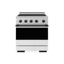ZLINE Autograph Edition 30 in. 4.2 cu. ft. Marino Induction Range with 4 Element Cooktop and Electric Convection Oven in Satin Stainless Steel with White Matte Door and Matte Black Accents (MINRSZ-WM-30-MB)