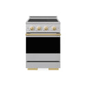 ZLINE Autograph Edition 24 in. 3.2 cu. ft. Marino Induction Range with 3 Element Cooktop and Electric Convection Oven in Stainless Steel with Polished Gold Accents (MINRZ-24-G)
