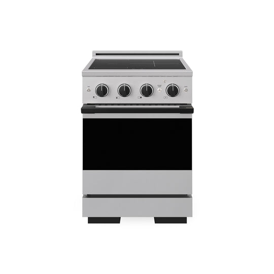 ZLINE Autograph Edition 24 in. 3.2 cu. ft. Marino Induction Range with 3 Element Cooktop and Electric Convection Oven in Stainless Steel with Matte Black Accents (MINRZ-24-MB)