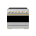 ZLINE Autograph Edition 36 in. 5.2 cu. ft. Marino Induction Range with 5 Element Cooktop and Electric Convection Oven in Stainless Steel with Polished Gold Accents (MINRZ-36-G)