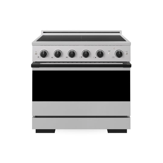 ZLINE Autograph Edition 36 in. 5.2 cu. ft. Marino Induction Range with 5 Element Cooktop and Electric Convection Oven in Stainless Steel with Matte Black Accents (MINRZ-36-MB)