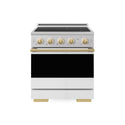 ZLINE Autograph Edition 30 in. 4.2 cu. ft. Marino Induction Range with 4 Element Cooktop and Electric Convection Oven in Stainless Steel with White Matte Door and Polished Gold Accents (MINRZ-WM-30-G)