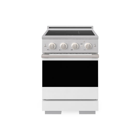 ZLINE 24 in. 3.2 cu. ft. Marino Induction Range with 3 Element Cooktop and Electric Convection Oven in Stainless Steel with White Matte Door (MINR-WM-24)