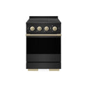 ZLINE Autograph Edition 24 in. 3.2 cu. ft. Marino Induction Range with 3 Element Cooktop and Electric Convection Oven in Black Stainless Steel with Champagne Bronze Accents (MINRBZ-24-CB)