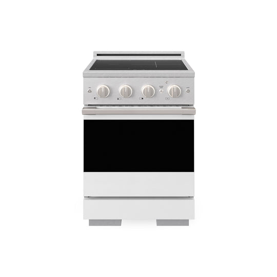 ZLINE 24 in. 3.2 cu. ft. Marino Induction Range with 3 Element Cooktop and Electric Convection Oven in Satin Stainless Steel with White Matte Door (MINRS-WM-24)