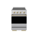 ZLINE Autograph Edition 24 in. 3.2 cu. ft. Marino Induction Range with 3 Element Cooktop and Electric Convection Oven in Satin Stainless Steel with Champagne Bronze Accents (MINRSZ-24-CB)