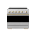 ZLINE Autograph Edition 36 in. 5.2 cu. ft. Marino Induction Range with 5 Element Cooktop and Electric Convection Oven in Satin Stainless Steel with Champagne Bronze Accents (MINRSZ-36-CB)