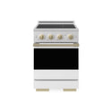 ZLINE Autograph Edition 24 in. 3.2 cu. ft. Marino Induction Range with 3 Element Cooktop and Electric Convection Oven in Satin Stainless Steel with White Matte Door and Champagne Bronze Accents (MINRSZ-WM-24-CB)