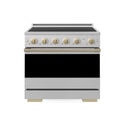 ZLINE Autograph Edition 36 in. 5.2 cu. ft. Marino Induction Range with 5 Element Cooktop and Electric Convection Oven in Stainless Steel with Champagne Bronze Accents (MINRZ-36-CB)