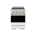 ZLINE Autograph Edition 24 in. 3.2 cu. ft. Marino Induction Range with 3 Element Cooktop and Electric Convection Oven in Stainless Steel with White Matte Door and Champagne Bronze Accents (MINRZ-WM-24-CB)