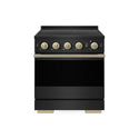 ZLINE Autograph Edition 30 in. 4.2 cu. ft. Marino Induction Range with 4 Element Cooktop and Electric Convection Oven in Black Stainless Steel with Champagne Bronze Accents (MINRBZ-30-CB)