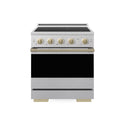 ZLINE Autograph Edition 30 in. 4.2 cu. ft. Marino Induction Range with 4 Element Cooktop and Electric Convection Oven in Satin Stainless Steel with Champagne Bronze Accents (MINRSZ-30-CB)