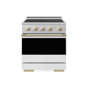 ZLINE Autograph Edition 30 in. 4.2 cu. ft. Marino Induction Range with 4 Element Cooktop and Electric Convection Oven in Stainless Steel with White Matte Door and Champagne Bronze Accents (MINRZ-WM-30-CB)