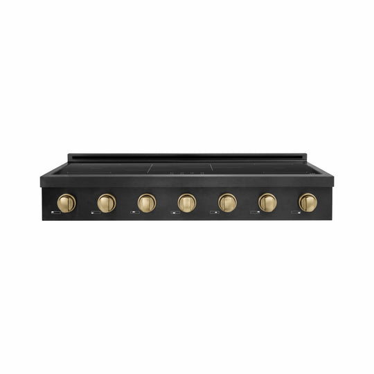 ZLINE Autograph Edition 48 in. Paramount Induction Rangetop with 7 Element Cooktop in Black Stainless Steel and Champagne Bronze Accents (SINRTBZ-48-CB)
