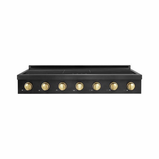 ZLINE Autograph Edition 48 in. Paramount Induction Rangetop with 7 Element Cooktop in Black Stainless Steel and Polished Gold Accents (SINRTBZ-48-G)