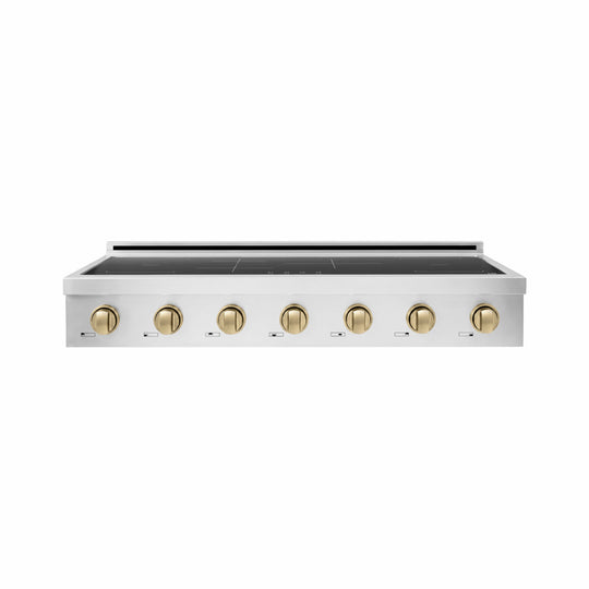 ZLINE Autograph Edition 48 in. Paramount Induction Rangetop with 7 Element Cooktop in Stainless Steel and Champagne Bronze Accents (SINRTZ-48-CB)