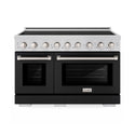 ZLINE 48 in. 6.7 cu. ft. Paramount Induction Range with 7 Element Cooktop and Dual Ovens in Stainless Steel with Black Matte Doors (SINR-BLM-48)