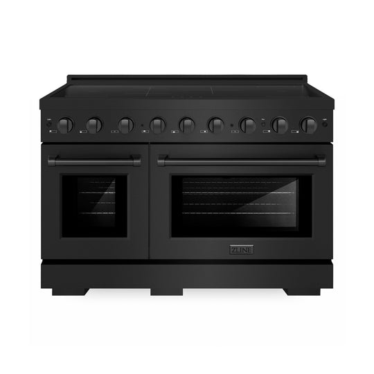 ZLINE 48 in. 6.7 cu. ft. Paramount Induction Range with 7 Element Cooktop and Dual Ovens in Black Stainless Steel (SINRB-48)