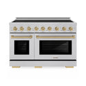 ZLINE Autograph Edition 48 in. 6.7 cu. ft. Paramount Induction Range with 7 Element Cooktop and Dual Ovens in Satin Stainless Steel with Champagne Bronze Accents (SINRSZ-48-CB)
