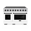 ZLINE Autograph Edition 48 in. 6.7 cu. ft. Paramount Induction Range with 7 Element Cooktop and Dual Ovens in Satin Stainless Steel with White Matte Doors and Matte Black Accents (SINRSZ-WM-48-MB)
