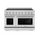 ZLINE Autograph Edition 48 in. 6.7 cu. ft. Paramount Induction Range with 7 Element Cooktop and Dual Ovens in Stainless Steel with Polished Nickel Helix Handles and Knob Accents (SINRZ-48-KPN)