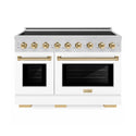 ZLINE Autograph Edition 48 in. 6.7 cu. ft. Paramount Induction Range with 7 Element Cooktop and Dual Ovens in Stainless Steel with White Matte Doors and Polished Gold Accents (SINRZ-WM-48-G)