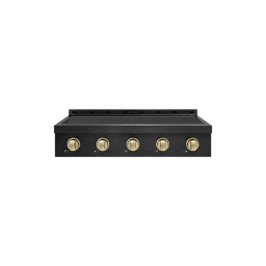 ZLINE Autograph Edition 36 in. Paramount Induction Rangetop with 5 Element Cooktop in Black Stainless Steel and Champagne Bronze Accents (SINRTBZ-36-CB)