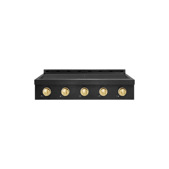 ZLINE Autograph Edition 36 in. Paramount Induction Rangetop with 5 Element Cooktop in Black Stainless Steel and Polished Gold Accents (SINRTBZ-36-G)
