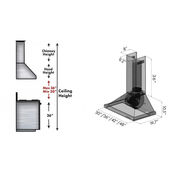 ZLINE 48 in. Designer Series Satin Stainless Steel Convertible Vent Wall Mount Range Hood (8KBS-48)