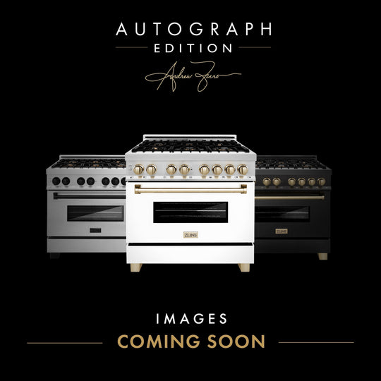 ZLINE 48 in. Autograph Edition Kitchen Package with Stainless Steel Dual Fuel Range with White Matte Door, Range Hood and Dishwasher with Polished Gold  Accents (3AKP-RAWMRHDWM48-G)