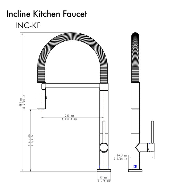 ZLINE Autograph Edition Incline Kitchen Faucet in Matte Black (INC-KF-MB)