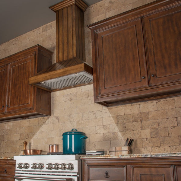 ZLINE 30" Wooden Convertible Vent Wall Mount Range Hood in Rustic Light Finish - Includes Motor (KPLL-30)