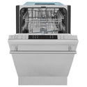 ZLINE 18 in. Compact Top Control Built-In Dishwasher with Satin Stainless Steel Panel and Stainless Steel Tub with Modern Style Handle, 52dBa (DW-SN-18)