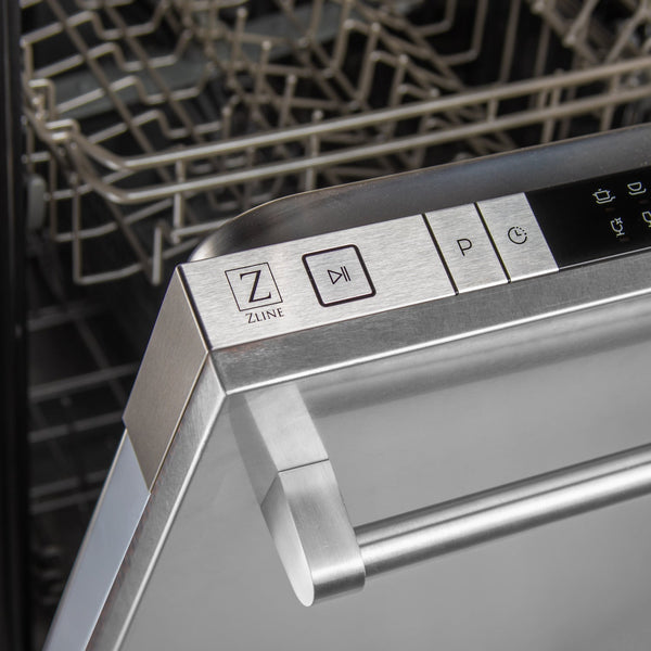 ZLINE 24 in. Top Control Dishwasher with Fingerprint Resistant Stainless Steel Panel and Traditional Style Handle, 52dBa (DW-SN-H-24)-Dishwashers-DW-SN-H-24 ZLINE Kitchen and Bath