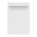 ZLINE 18 in. Compact White Matte Top Control Built-In Dishwasher with Stainless Steel Tub and Modern Style Handle, 52dBa (DW-WM-H-18)