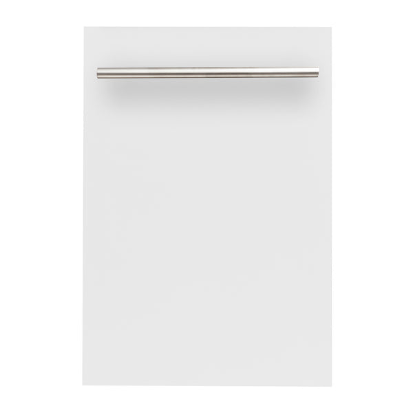 ZLINE 18 in. Compact White Matte Top Control Built-In Dishwasher with Stainless Steel Tub and Modern Style Handle, 52dBa (DW-WM-H-18)
