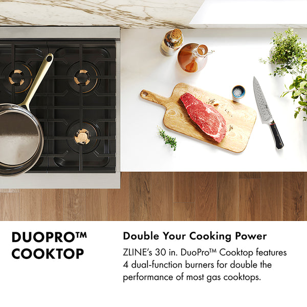 ZLINE 30 in. Classic Gas Rangetop with 4 Burner DuoPro™ Cooktop in Stainless Steel (PCRT30)